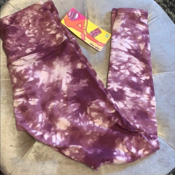 Purple and white Capri leggings, tie dye - Picture 1 of 5